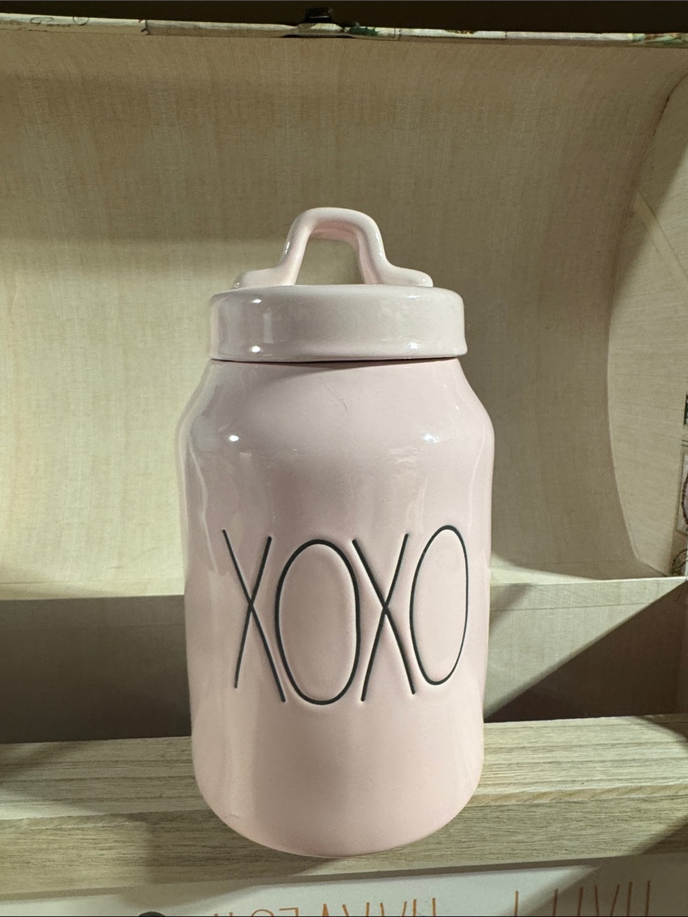 Rae Dunn Pink XOXO Ceramic Canister